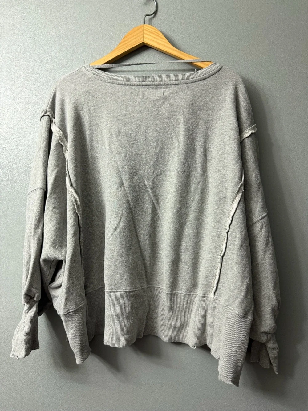 Free People graphic print oversized sweater in gray and green small